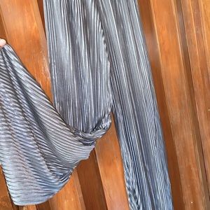 Silver pleaded wide leg pants!!